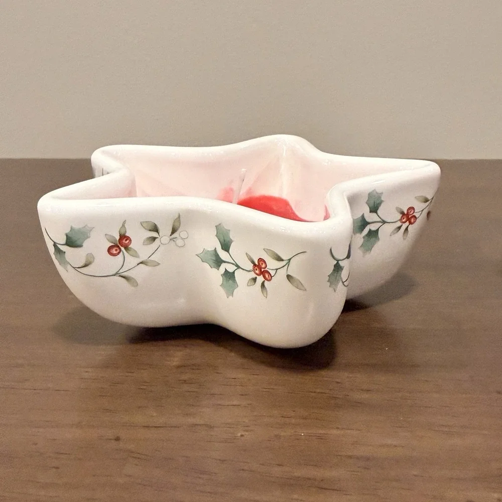 Vintage 1997 Christmas Pfaltzgraff Winterberry Star Votive Candle Scented